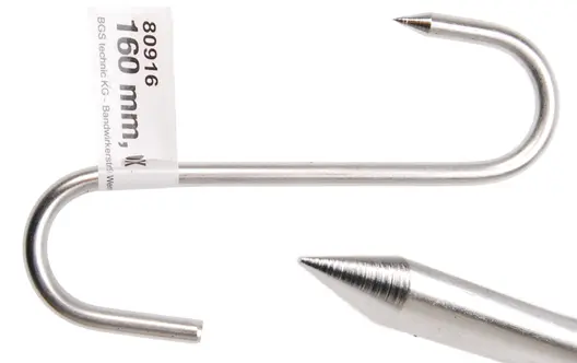 Hák S-forma Kraftmann 160 mm BGS1080916 se špicí, nerez (BGS1080916)