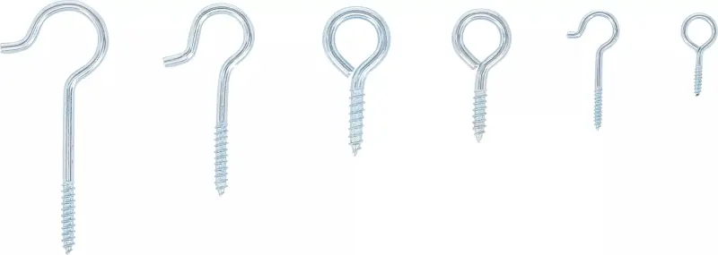 Šroubovací háčky (vruty) + očka BGS108136  v PVC kazetě. (Sada 151 dílů) (BGS108136)