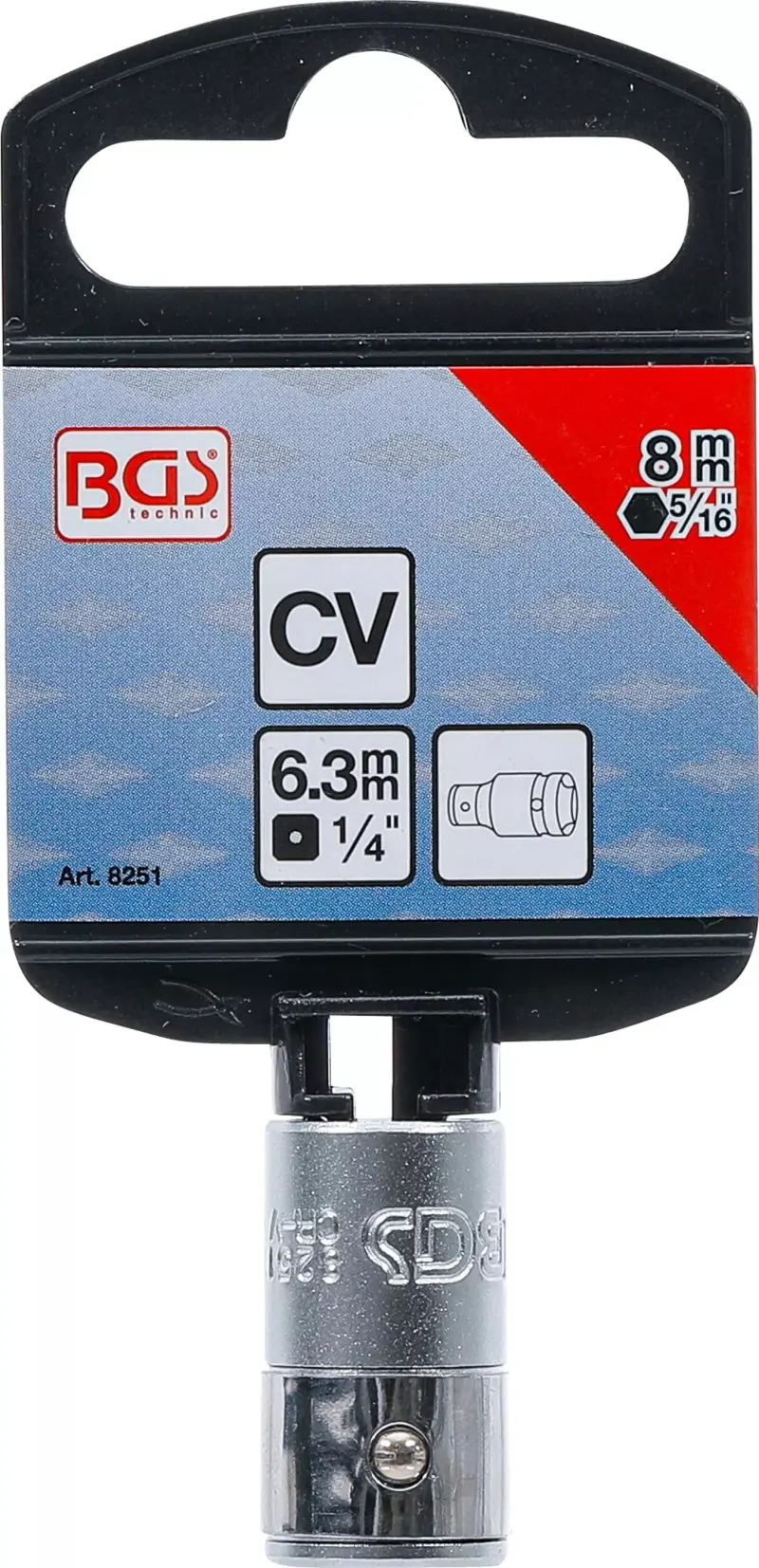 Bitový adaptér s koulí 6,3 mm (1/4") vnitřní šestihran 8 mm (5/16") BGS 8251 (BGS108251)