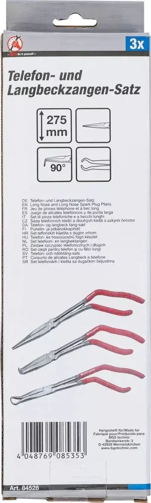 Dlouhé telefonní kleště 273 mm Kraftmann s pistolovou rukojetí (Sada 3 ks) (BGS1084528)
