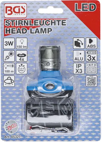 Svítilna na čelo LED 3W BGS1085327 se zaostřováním (BGS1085327)
