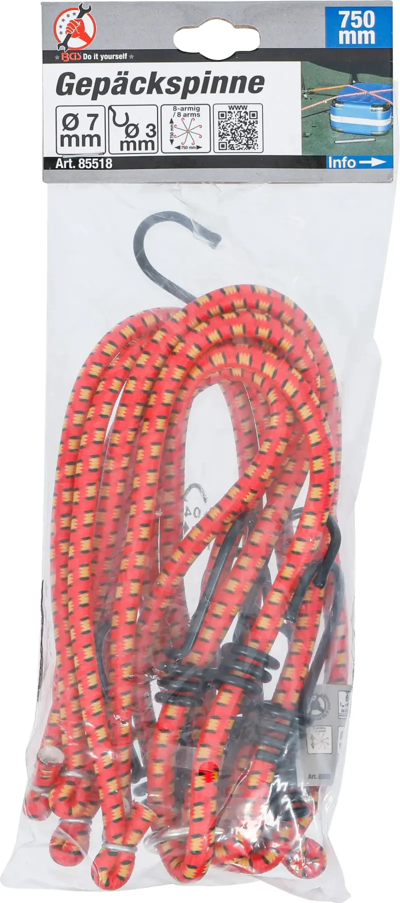 Gumové upínáky Kraftmann - 8 háků BGS1085518, gumový pavouk (BGS1085518)