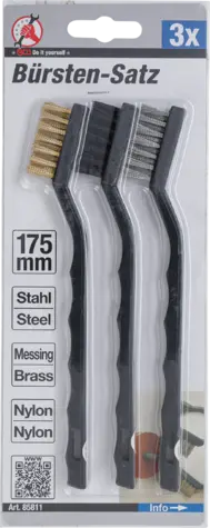 Drátěné kartáče 175 mm Kraftmann BGS1085811. Sada 3 ks (ocel, nylon, mosaz) (BGS1085811)