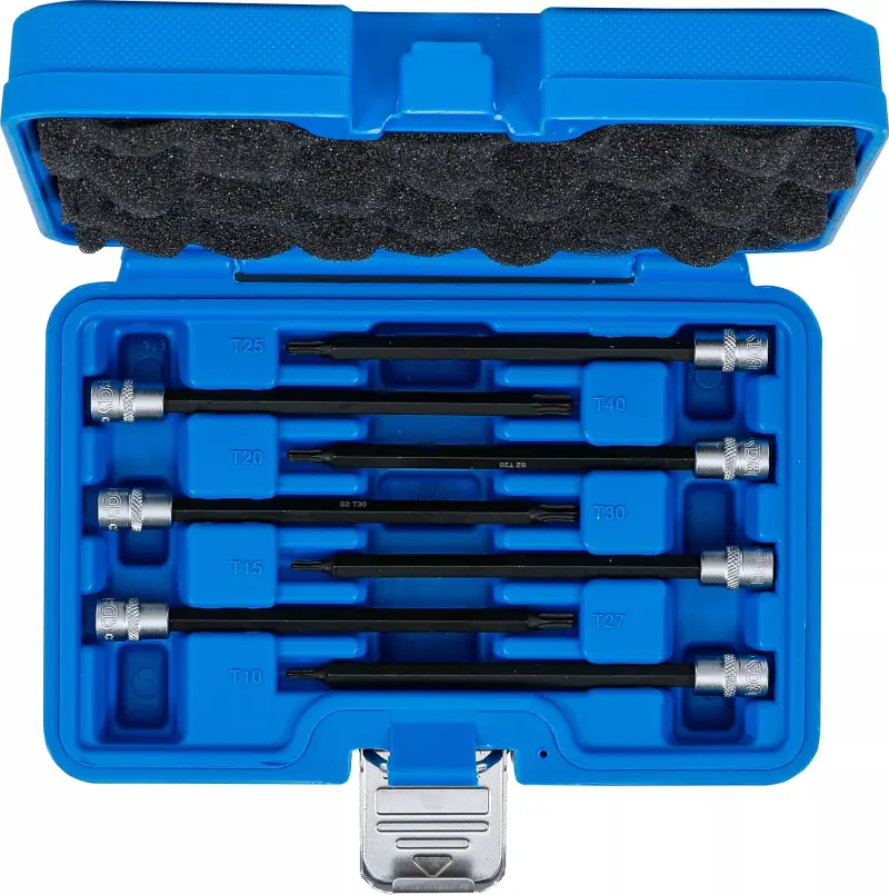 Zástrčné hlavice 1/4" T-profil T10 ÷ T40 x 130 mm BGS 8618 s vrtáním (BGS108618)