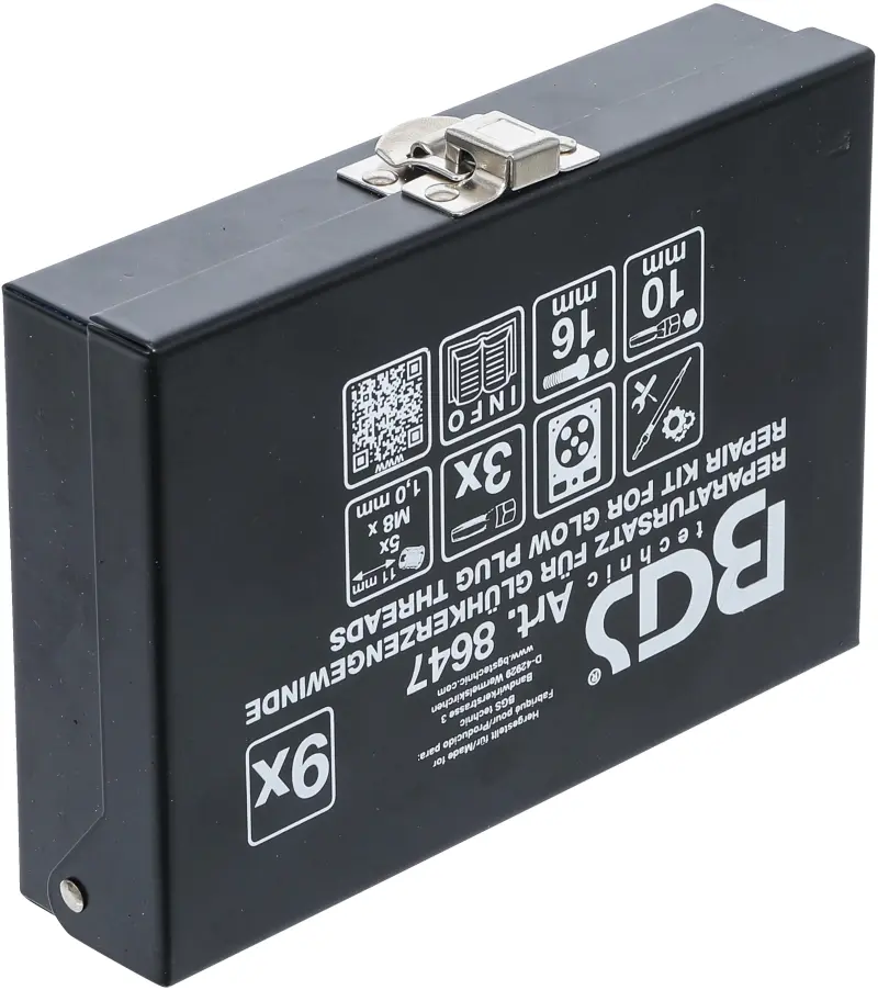 Sada na opravu závitů žhavicích svíček M8 x 1,0 mm BGS108647 (9 dílů) (BGS108647)