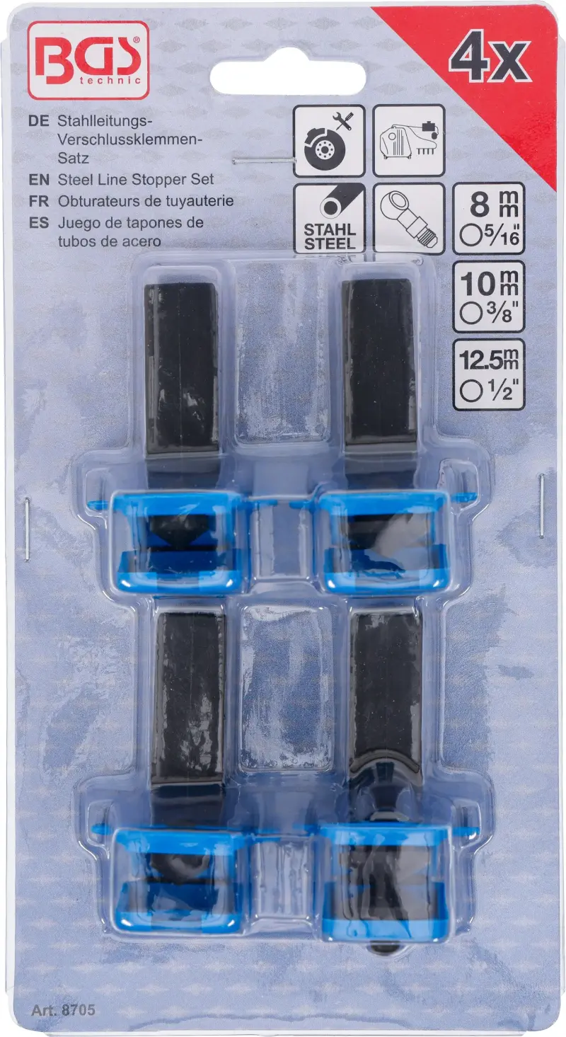 Svěrky pro uzavření ocelových potrubí BGS108705 (Sada 4 díly) (BGS108705)