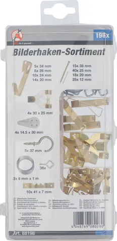 Sortiment háčků na obrazy BGS1088198 (Sada 196 ks) (BGS1088198)