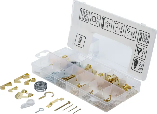 Sortiment háčků na obrazy BGS1088198 (Sada 196 ks) (BGS1088198)