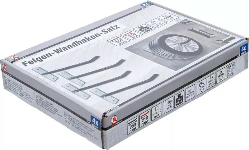 Nástěnné háky 250 mm na zavěšení disků kol BGS1088304 (Sada 4 díly) (BGS1088304)