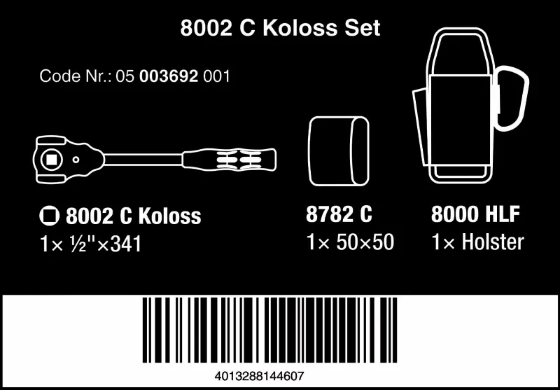 Wera 003692 Ráčna Koloss 1/2" typ 8002 C. Sada 3 díly(W05003692001)