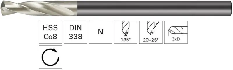 Vrták s krátkou drážkou D 338 HSS-Co8 Raptor 6,0 mm GÜHRING