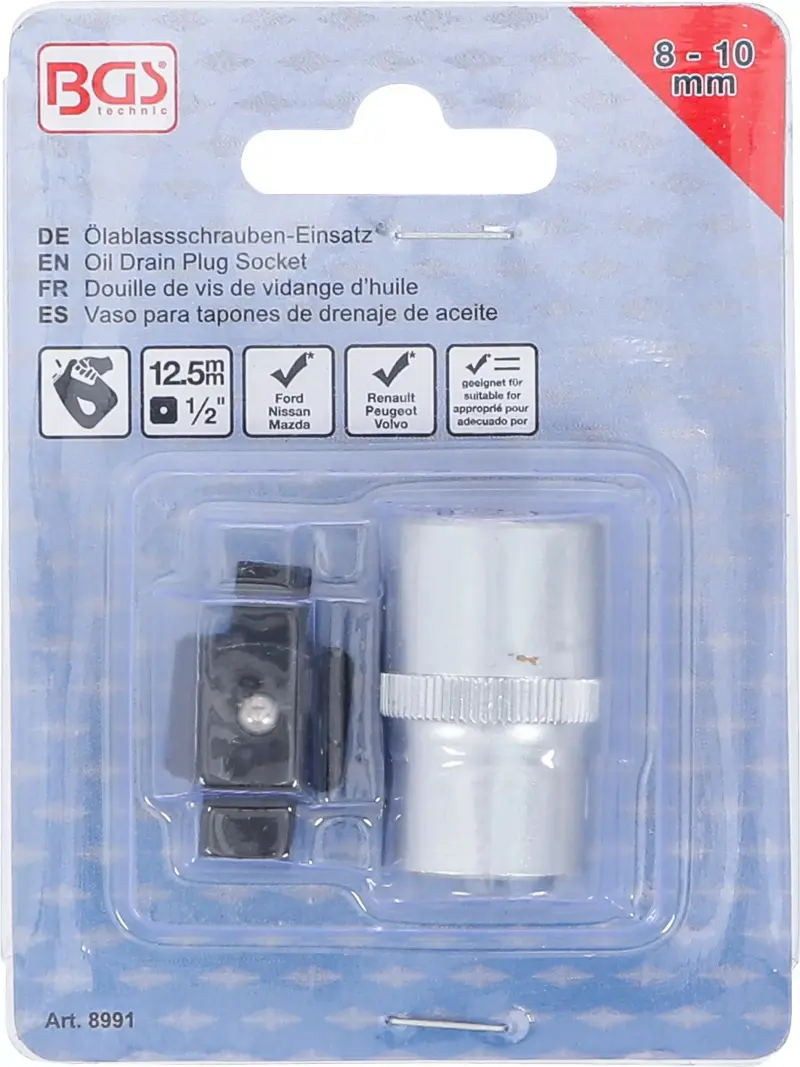 Hlavice pro olejové výpusti čtyřhran 8 mm + 10 mm (BGS108991)