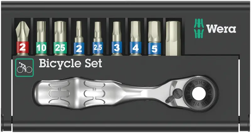 Wera 004177 Šroubovací bity Zyklop 1/4" Bicycle Set  9 s ráčnou 1/4" Mini 8001 A - 10 dílů (W05004177001)