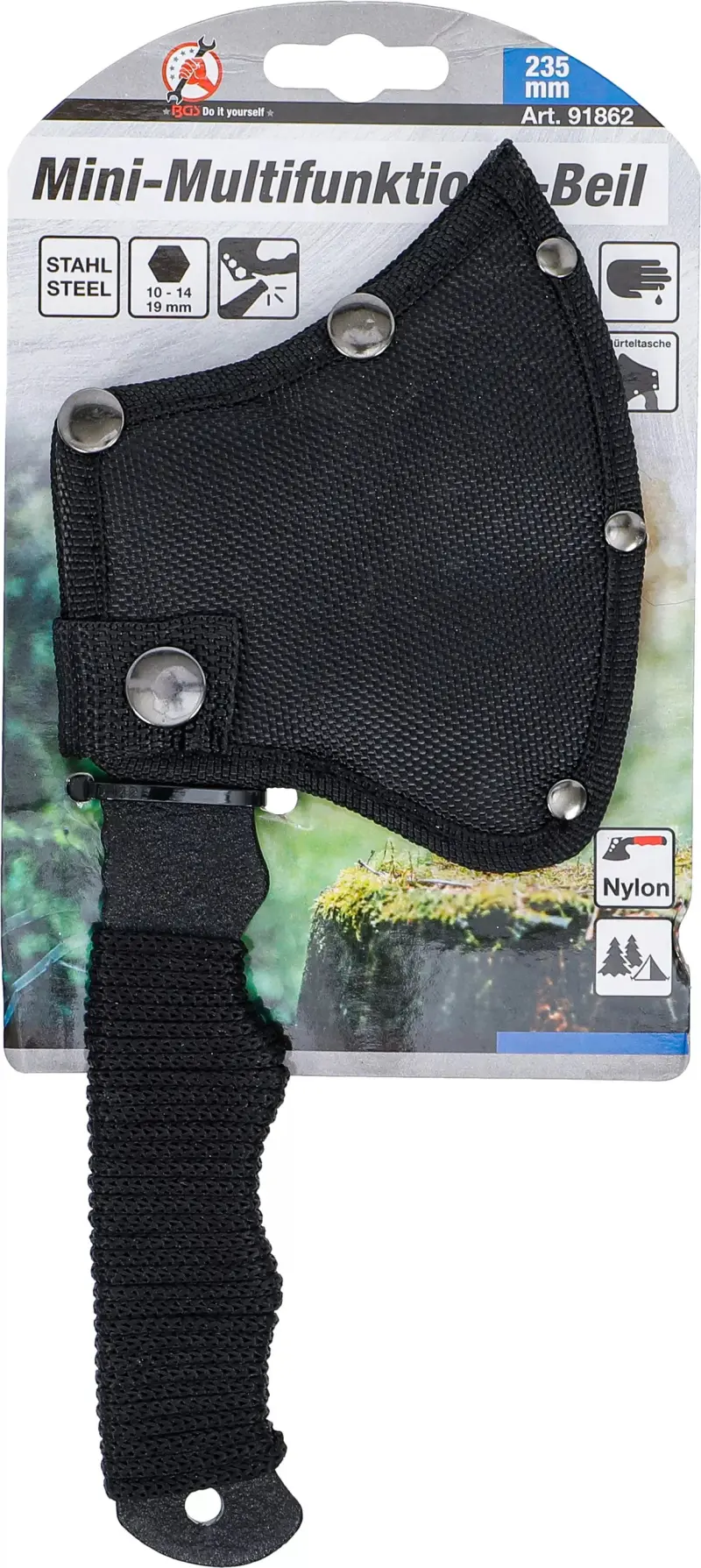 Multifunkční sekera Kraftmann Stubby BGS1091862 s otvírákem na lahve a šestihranným klíčem (BGS1091862)