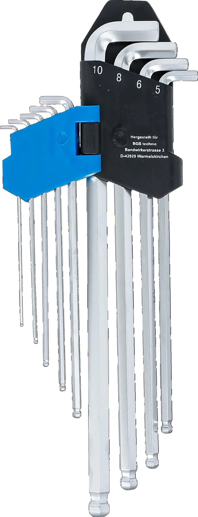 Zástrčné klíče šestihran 1,5 ÷ 10 mm BGS109374 velmi dlouhé + velmi krátké, s kulovou hlavou (Sada 9 dílů) (BGS109374)