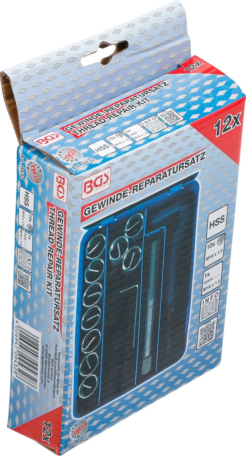 Sada pro opravu závitů M16 x 1,5 mm BGS109432 (12 dílů) (BGS109432)