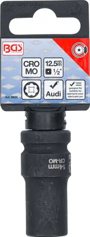 Speciální nástrčný klíč 1/2" Audi Fix BGS109659 pro brzdové třmeny Audi (BGS109659)