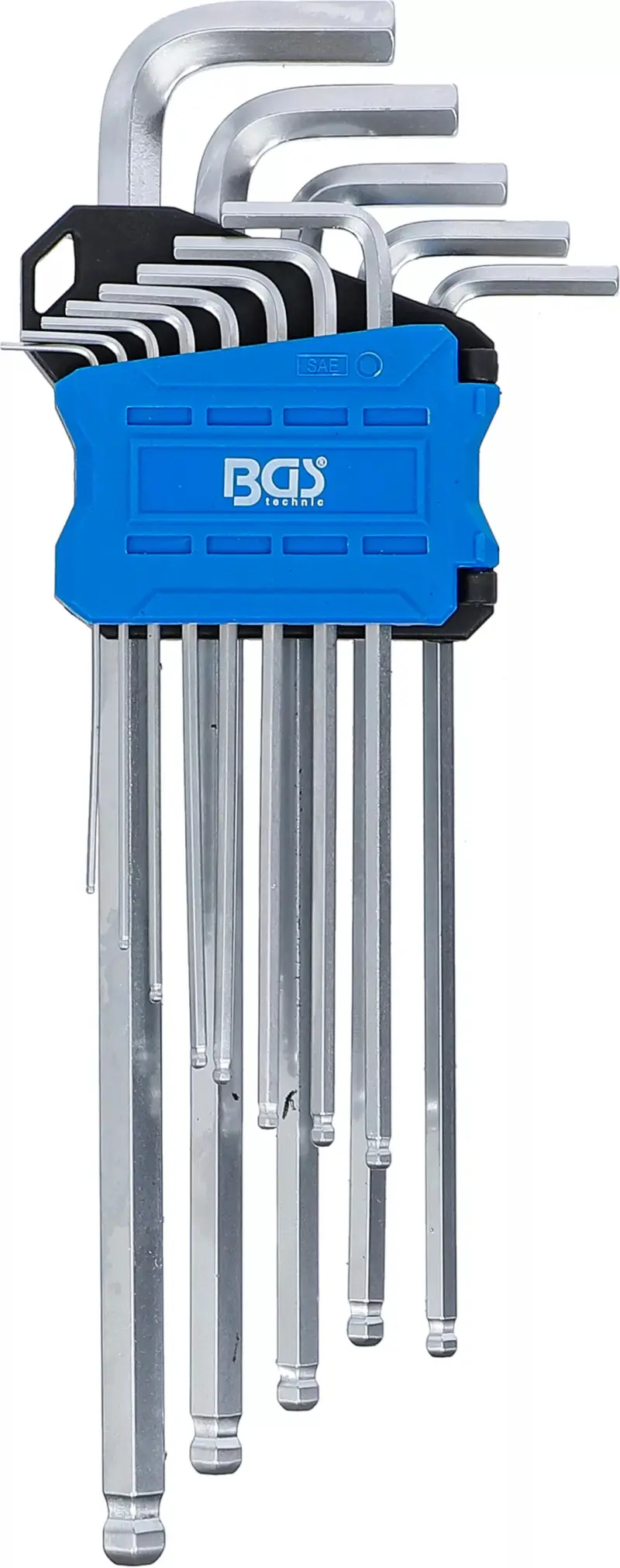 Sada zahnutých klíčů, velmi dlouhé, palcové velikosti vnitřní šestihran, vnitřní šestihran s kulovou hlavou 0,05" - 3/8" (13 dílná) BGS 9801 (BGS109801)