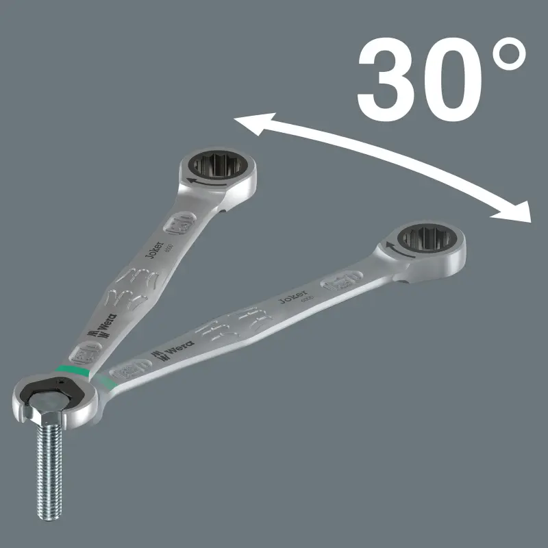Wera 020090 Očkoploché ráčnové klíče 10 ÷ 19 mm 6001 Joker 4 Set 1, vyhnuté - 4 dílů (W05020090001)