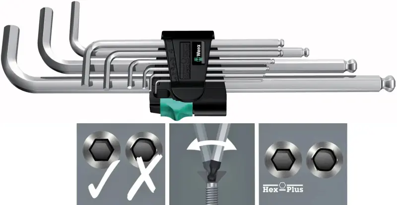 Wera 022087 Zástrčné klíče inbus 950/9 Hex-Plus 1 chromované  (Sada 9 dílů) (W05022087001)
