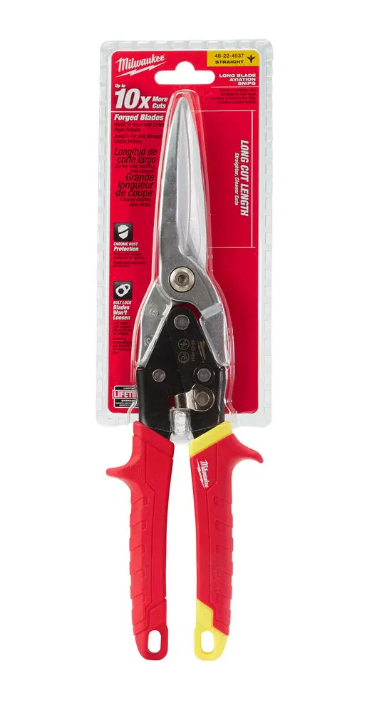 Extra dlouhé nůžky na plech 290 mm Milwaukee aviation - přímé (žluté) (MI48224537)