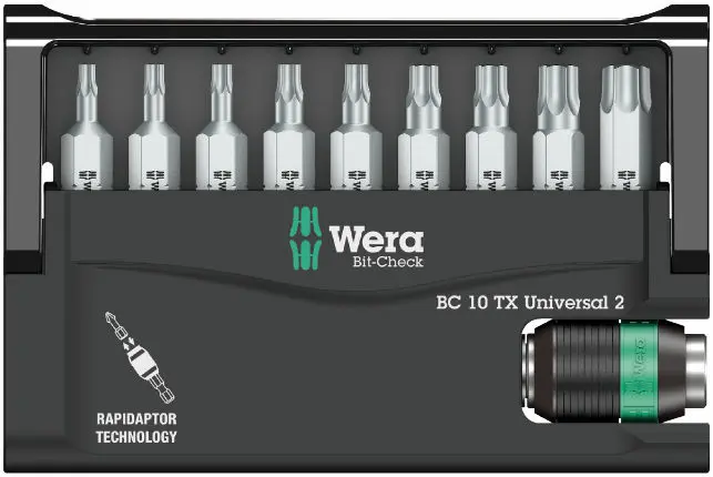Wera 057115 Bity 1/4" Torx Bit-Check 10 TX Universal 2 (Sada 10 dílů) (W05057115001)