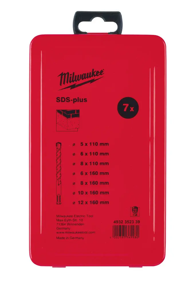 Vrtáky SDS-Plus Milwaukee M2 (dvoubřité) průměr 5 ÷ 12 mm Sada 7 ks v kazetě (MI4932352339)