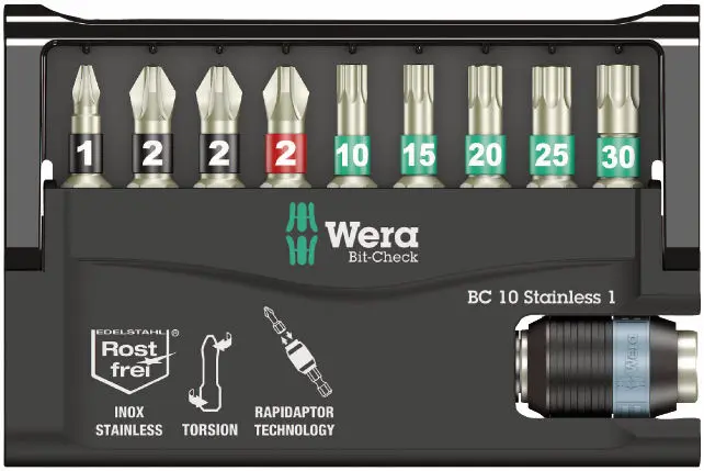Wera 071110 Nerezové bity 1/4" Bit Check® 10 Stainless 1 (Sada 10 dílů) (W05071110001)