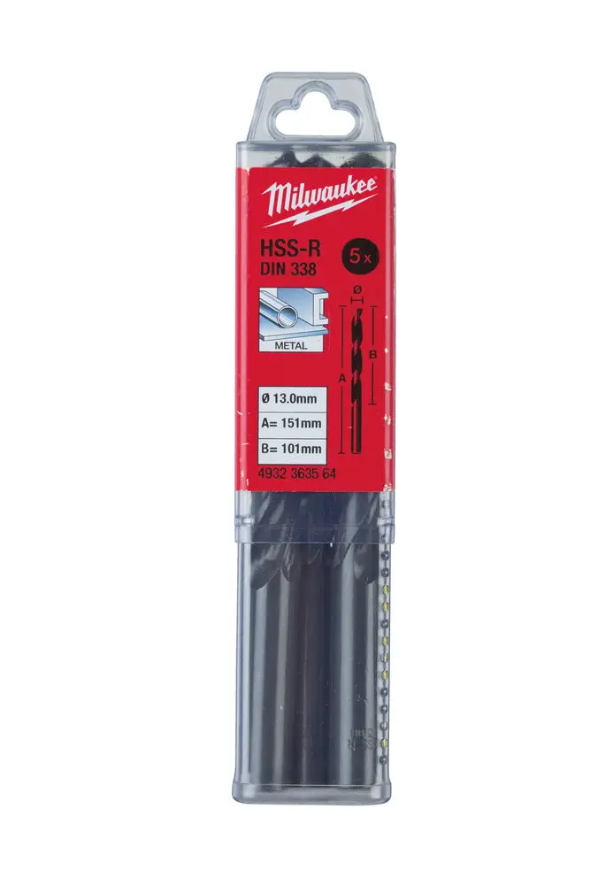 Vrtáky do kovu HSS Milwaukee 4932363564 pr. 13,0 mm, válcované, DIN 338 -10 ks (MI4932363564)