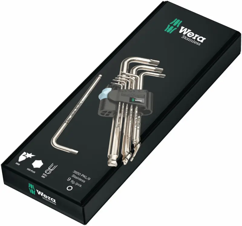 Wera 073544 Zástrčné klíče inbus 3950/9 Hex-Plus Stainless 1 SB, nerezové (Sada 9 dílů) (W05073544001)