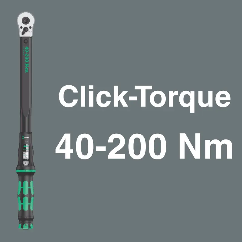 Wera 075680 Nastavitelný momentový klíč Click-Torque 40 ÷ 200 Nm s přepínací ráčnou 1/2" Click-Torque C 3 Set 1 (Sada 13 dílů) (W05075680001)