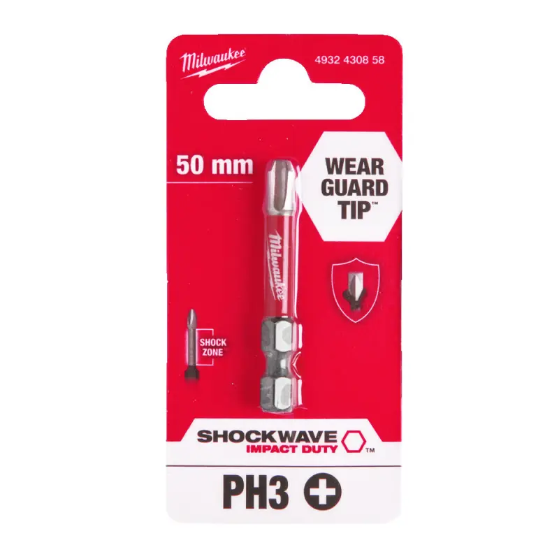 Šroubovací bit 1/4 Milwaukee Shockwave Phillips PH 3 x 50 mm - 1 ks (MI4932430858)