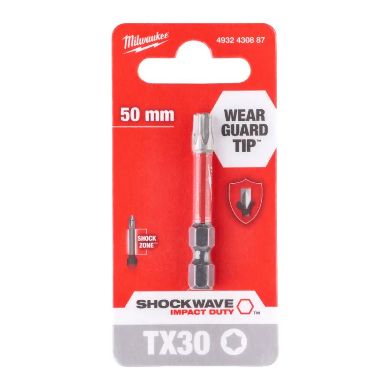 Šroubovací bit 1/4 Milwaukee Shockwave Torx TX 30 x 50 mm - 1 ks (MI4932430887)