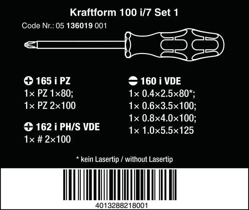 Wera 136019 Elektrikářské šroubováky Kraftform Plus VDE - řada 100 typ 100 i/7 Set 1 (Sada 7 dílů) (W05136019001)