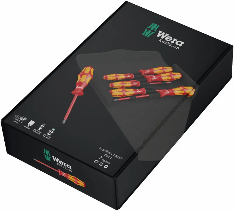 Wera 136019 Elektrikářské šroubováky Kraftform Plus VDE - řada 100 typ 100 i/7 Set 1 (Sada 7 dílů) (W05136019001)