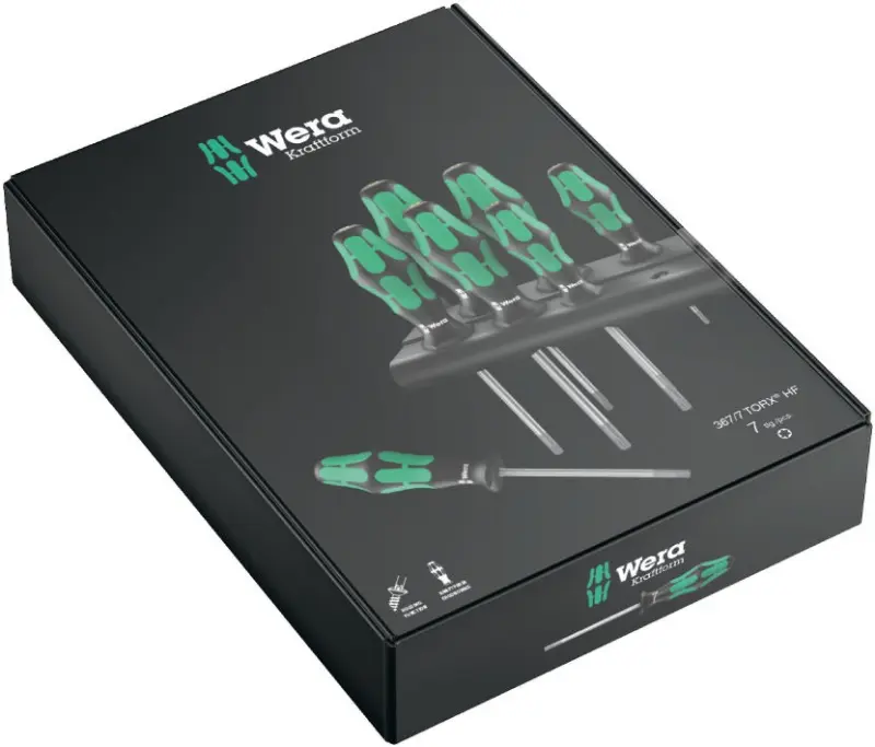 Wera 223161 Šroubováky Kraftform Plus 367/7 TORX® HF, přidržovací funkce (Sada 7 dílů + stojánek) (W05223161001)