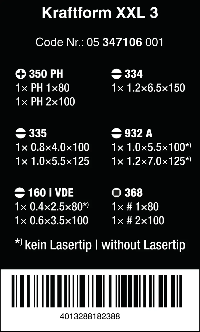 Wera 347106 Šroubováky Kraftform Plus řada 300 typ Kraftform XXL 3 (Sada 11 dílů + stojánek) (W05347106001)