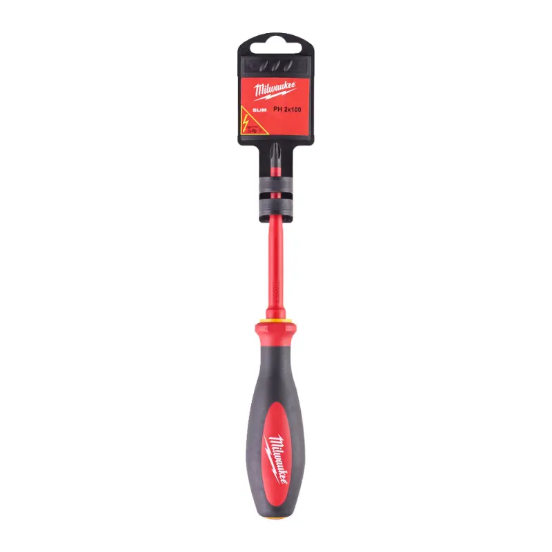 Elektrikářský šroubovák PH 2 x 100 mm Milwaukee VDE slim pro práce pod napětím 1000 V (MI4932471449)
