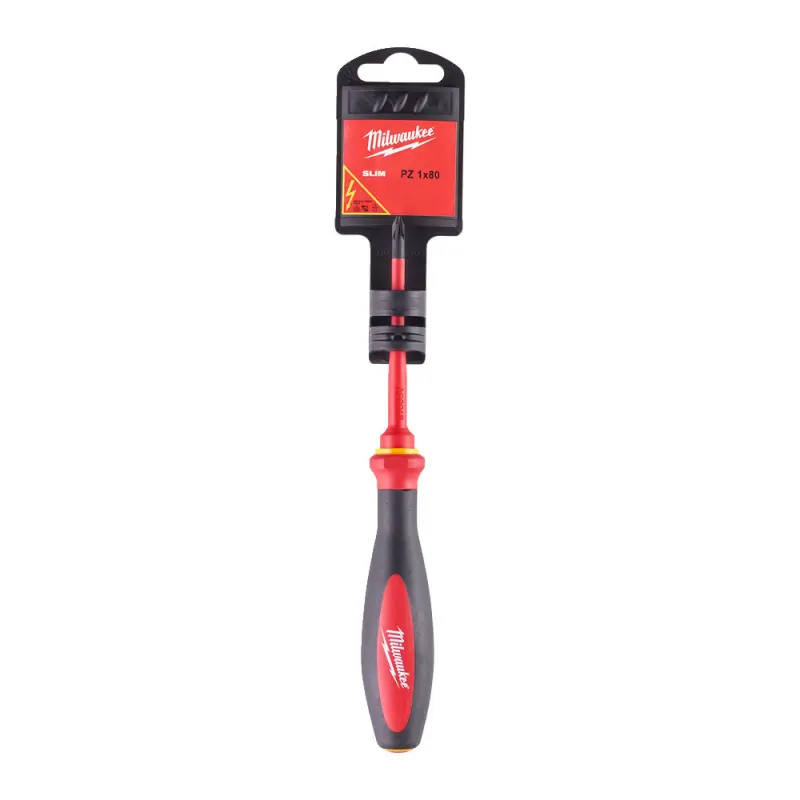 Elektrikářský šroubovák PZ 1 x 80 mm Milwaukee VDE slim pro práce pod napětím 1000 V (MI4932471450)