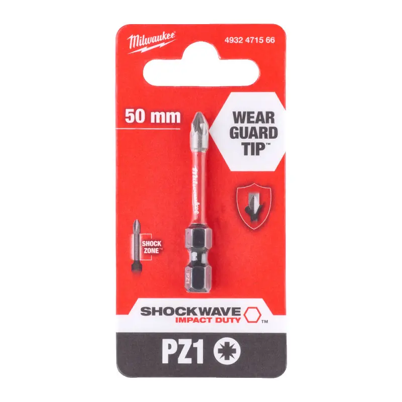 Šroubovací bit 1/4 Milwaukee Shockwave Pozidriv PZ 1 x 50 mm - 1 ks (MI4932471566)