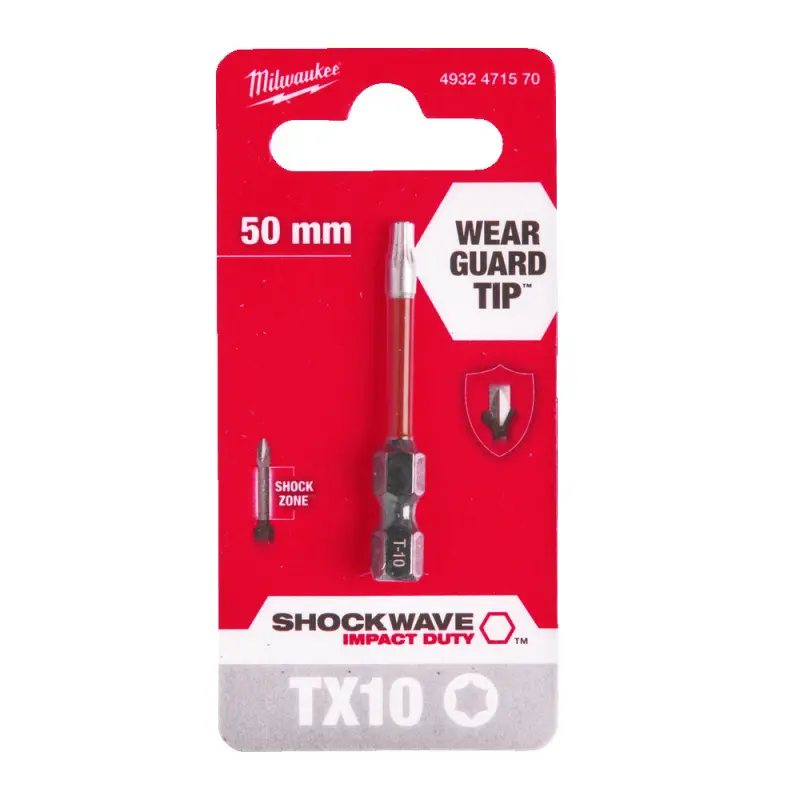 Šroubovací bit 1/4 Milwaukee Shockwave Torx TX 10 x 50 mm - 1 ks (MI4932471570)