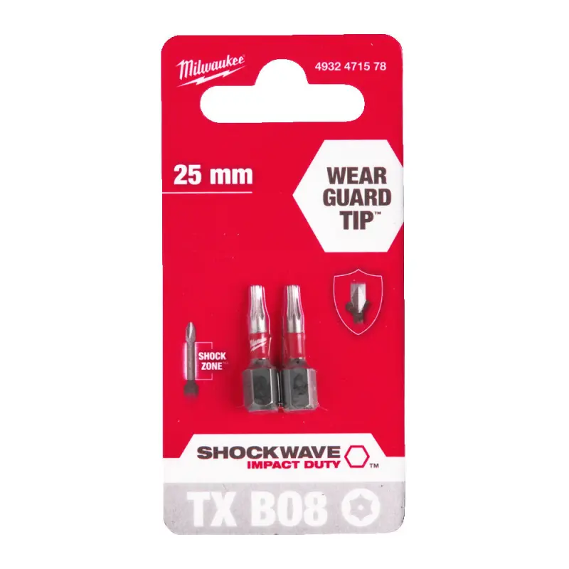 Šroubovací bity 1/4" Milwaukee 4932471578 Shockwave Impact Duty TX 8 BO - 2 ks (MI4932471578)