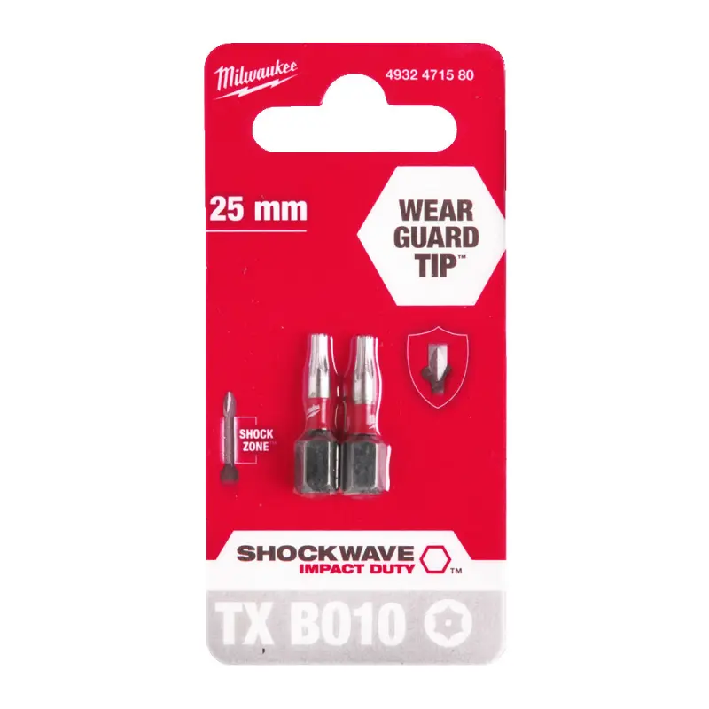 Šroubovací bity 1/4" Milwaukee 4932471580 Shockwave Impact Duty TX 10 BO - 2 ks (MI4932471580)