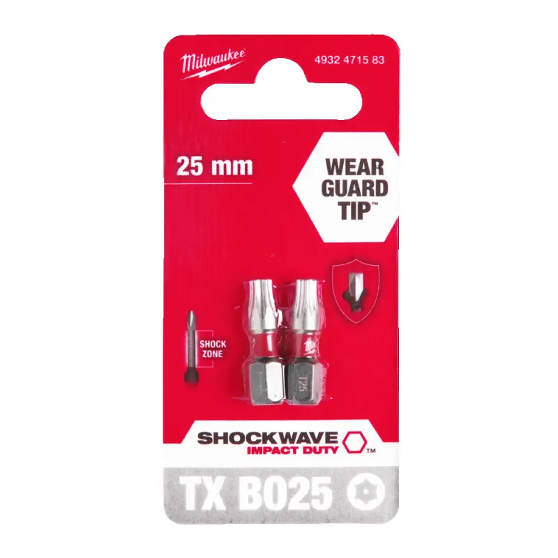 Šroubovací bity 1/4" Milwaukee 4932471583 Shockwave Impact Duty TX 25 BO - 2 ks (MI4932471583)