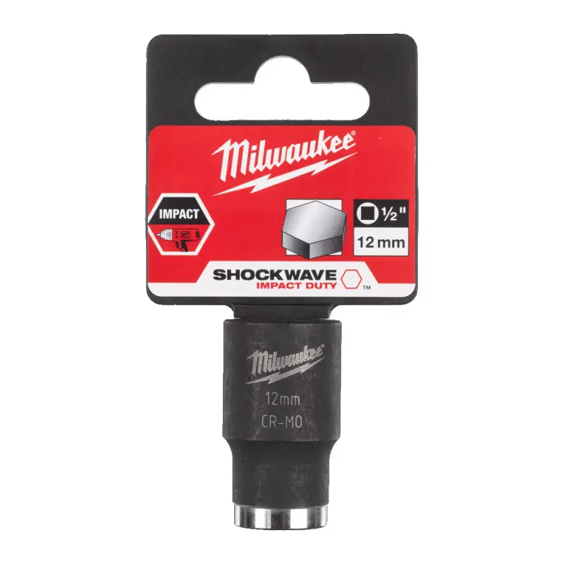 Nástrčná průmyslová hlavice 1/2" Milwaukee Shockwave™ Impact Duty 12 mm, prodloužená, rázová (MI4932478037)