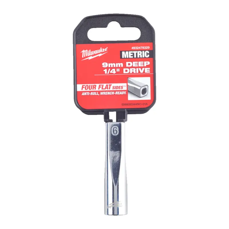 Hlavice FOUR FLAT™ 1/4" 9 mm Milwaukee 4932478329, prodloužená (MI4932478329)