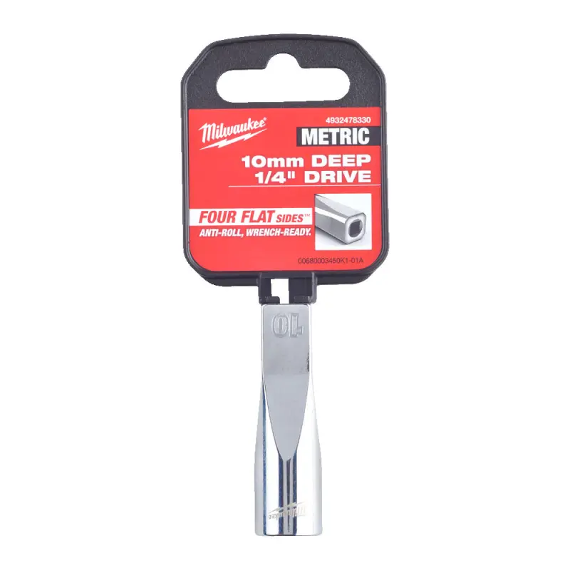 Hlavice FOUR FLAT™ 1/4" 10 mm Milwaukee 4932478330, prodloužená (MI4932478330)