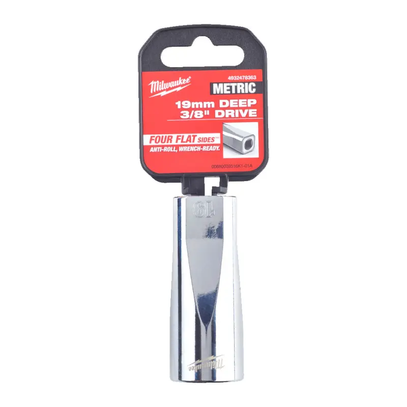 Hlavice FOUR FLAT™ 3/8" 19 mm Milwaukee 4932478363, prodloužená (MI4932478363)