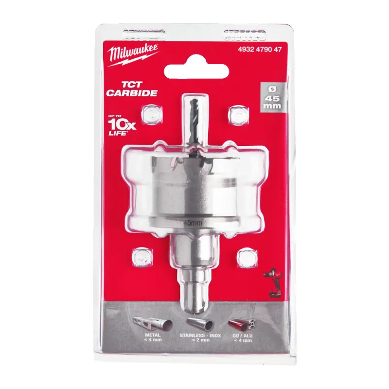Kruhová pilka/děrovka Milwaukee 45 mm TCT Holesaw 45MM, karbidové zuby, 4932479047
