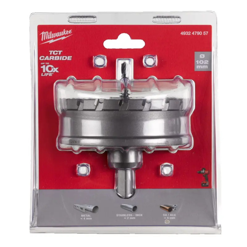 Kruhová pilka/děrovka Milwaukee 102 mm TCT Holesaw 102MM, karbidové zuby, 4932479057